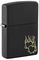  зажигалка ZIPPO Fire Heart с покрытием Black Matte